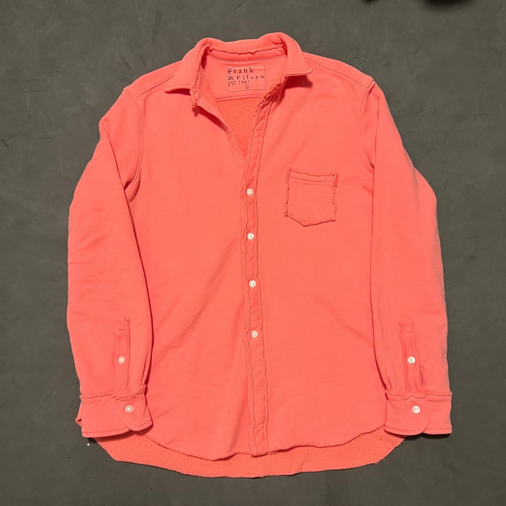 Frank & Eileen Eileen Triple Fleece Button Up Sweatshirt Pink Womens Large